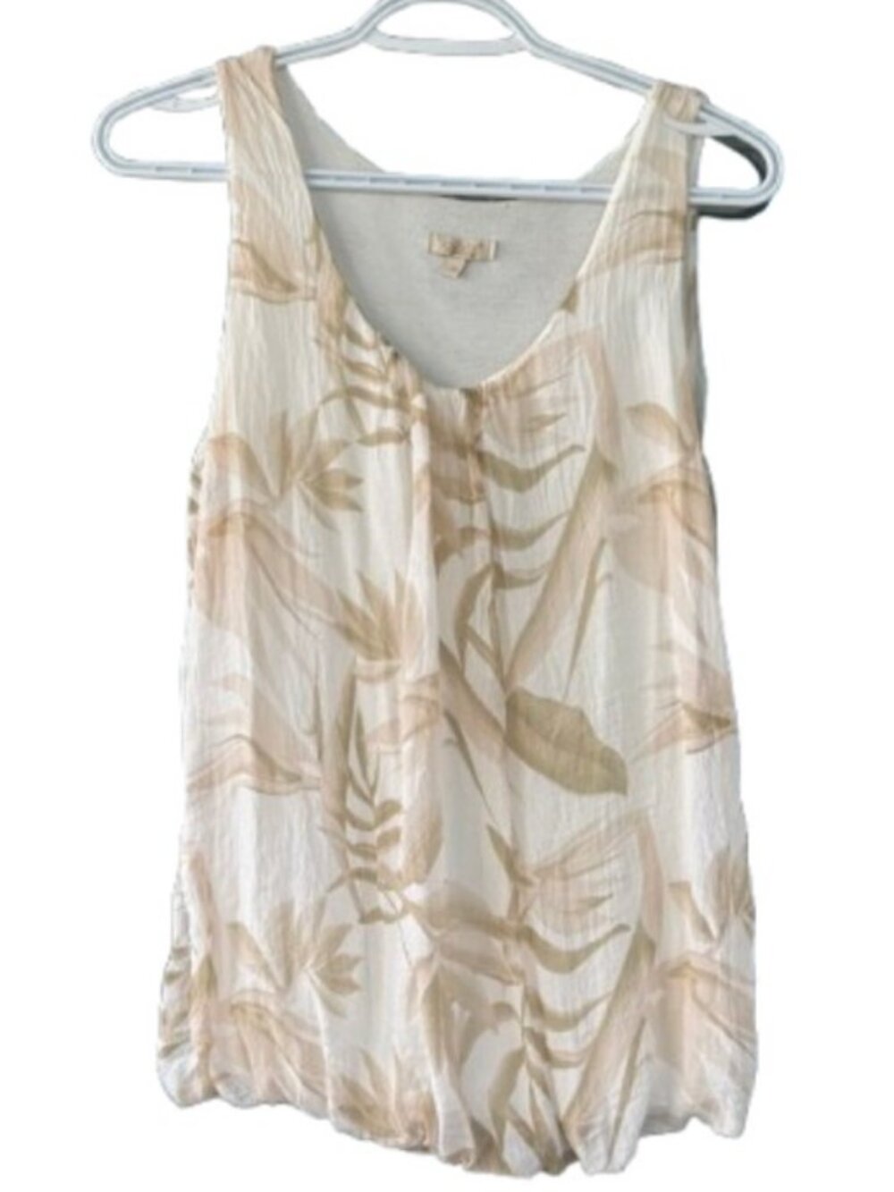 Giusy tropical print sleeveless tank top beige women's size M